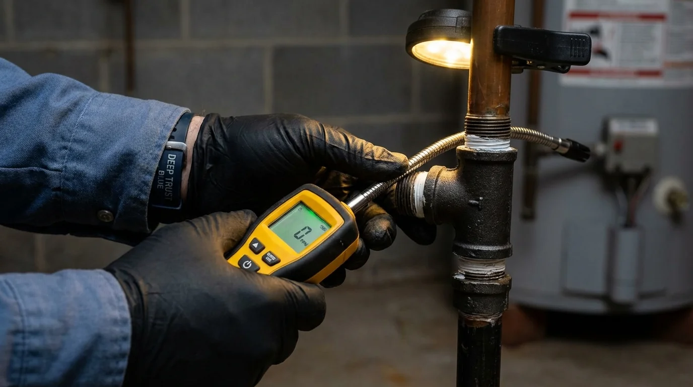 Gas leak detection with electronic sniffer by Johns Plumbing LLC in Rainsville