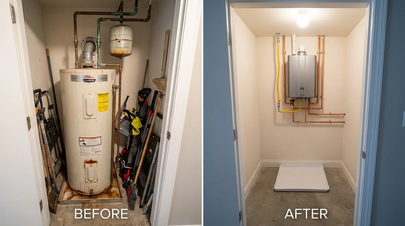 Tank water heater versus wall-mounted tankless unit comparison for Rainsville, AL homeowners